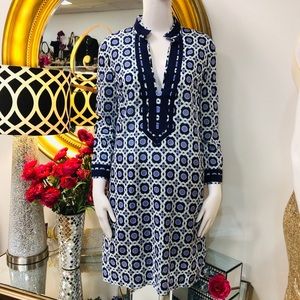 SOLD ❤️ TORY BURCH Navy & Purple Cotton Dress 8